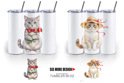 Tumbler Watercolor Fashionable Cat Mom Portraits Sublimation artnoy 