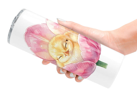 Tumbler Watercolor Floral Easter Chick Art Sublimation artnoy 