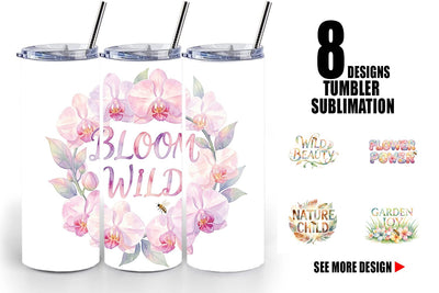Tumbler Watercolor Floral Meadow Bee Quotes Sublimation artnoy 