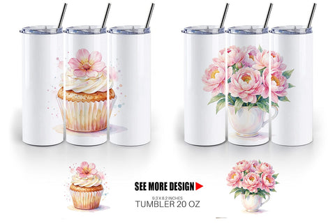 Tumbler Watercolor Floral Mother Day Tea Sublimation artnoy 