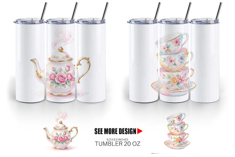 Tumbler Watercolor Floral Mother Day Tea Sublimation artnoy 