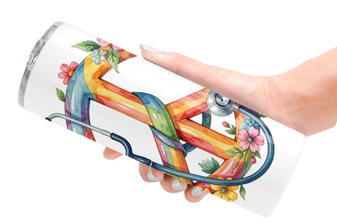 Tumbler Watercolor Floral Retro Medical Anatomy Sublimation artnoy 