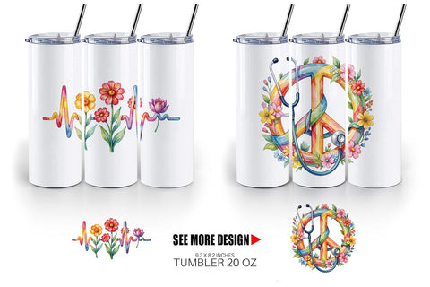 Tumbler Watercolor Floral Retro Medical Anatomy Sublimation artnoy 