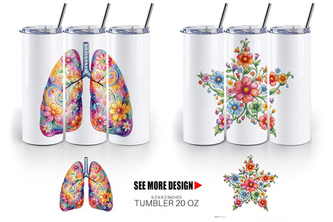 Tumbler Watercolor Floral Retro Medical Anatomy Sublimation artnoy 
