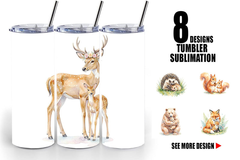 Tumbler Watercolor Forest Motherhood Love Sublimation artnoy 