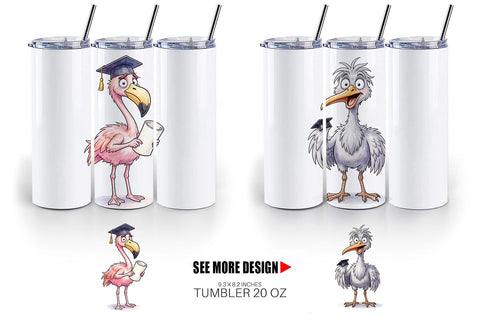 Tumbler Watercolor Funny Animal Graduation Sublimation artnoy 