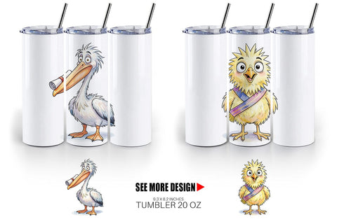 Tumbler Watercolor Funny Animal Graduation Sublimation artnoy 