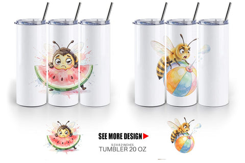 Tumbler Watercolor Funny Clumsy Bee Summer Fail Sublimation artnoy 