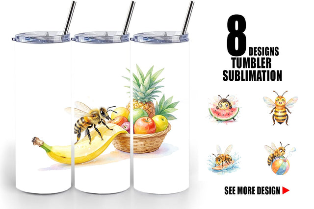 Tumbler Watercolor Funny Clumsy Bee Summer Fail Sublimation artnoy 