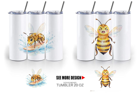 Tumbler Watercolor Funny Clumsy Bee Summer Fail Sublimation artnoy 