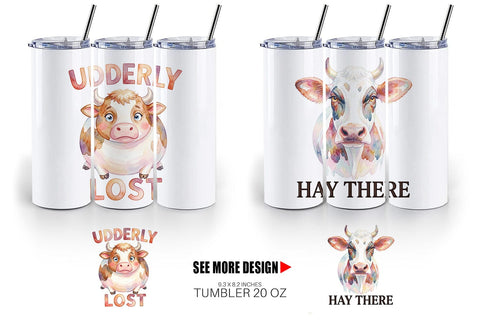 Tumbler Watercolor Funny Derpy Cow Quotes Sublimation artnoy 