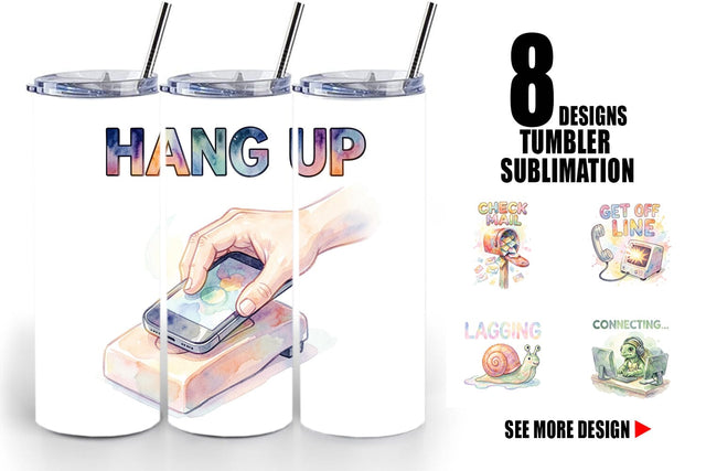 Tumbler Watercolor Funny Dial-Up Internet Art Sublimation artnoy 