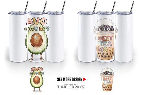 Tumbler Watercolor Funny Foodie Mom Puns Art Quotes Sublimation artnoy 