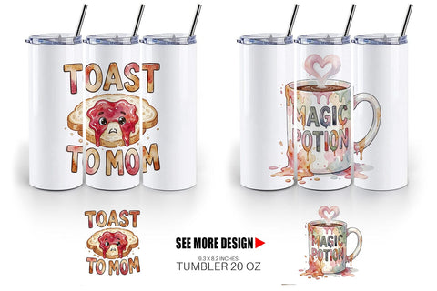 Tumbler Watercolor Funny Foodie Mom Puns Art Quotes Sublimation artnoy 