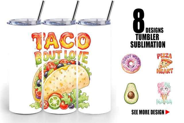 Tumbler Watercolor Funny Foodie Mom Puns Art Sublimation artnoy 