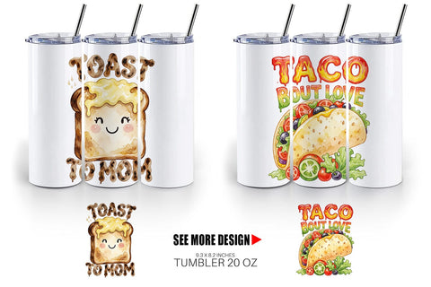 Tumbler Watercolor Funny Foodie Mom Puns Art Sublimation artnoy 