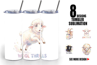 Tumbler Watercolor Funny Goofy Goat & Sheep Quotes Sublimation artnoy 