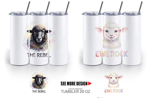 Tumbler Watercolor Funny Goofy Goat & Sheep Quotes Sublimation artnoy 