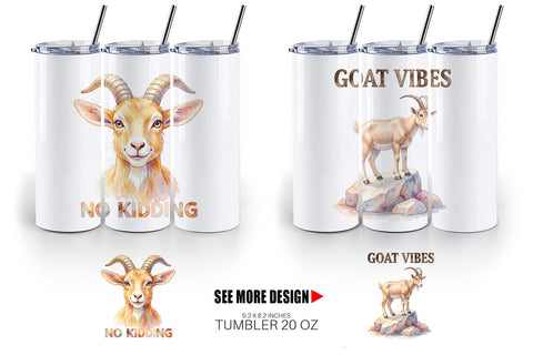 Tumbler Watercolor Funny Goofy Goat & Sheep Quotes Sublimation artnoy 