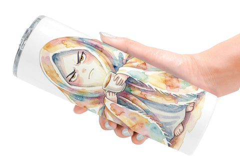 Tumbler Watercolor Funny Grumpy Morning Ghost Sublimation artnoy 