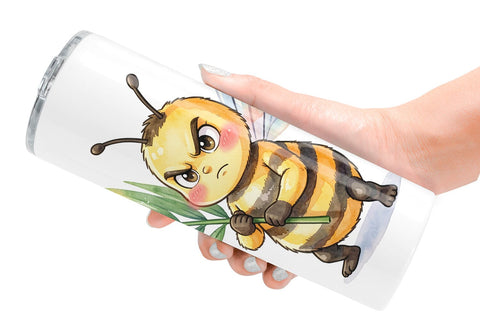 Tumbler Watercolor Funny Grumpy Tropical Bee Sublimation artnoy 