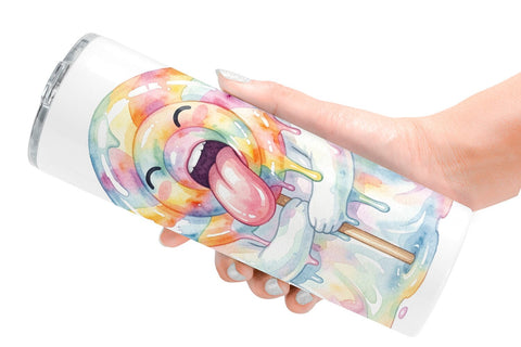 Tumbler Watercolor Funny Hungry Foodie Ghost Sublimation artnoy 