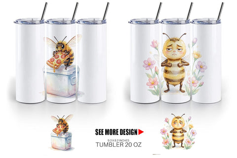 Tumbler Watercolor Funny Lazy Island Life Bee Sublimation artnoy 