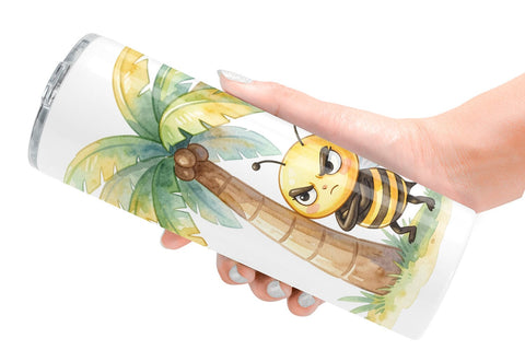 Tumbler Watercolor Funny Lazy Island Life Bee Sublimation artnoy 