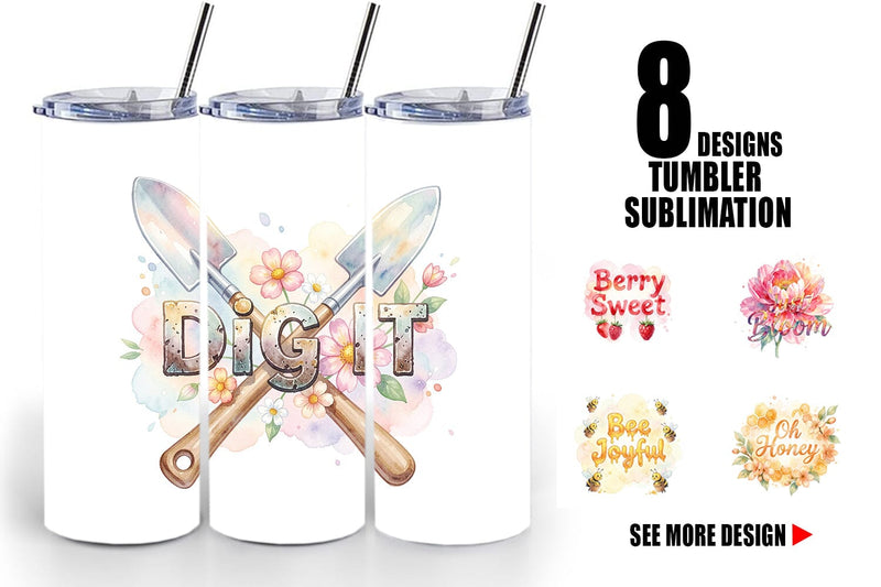 Tumbler Watercolor Funny Punny Garden Quotes Sublimation artnoy 