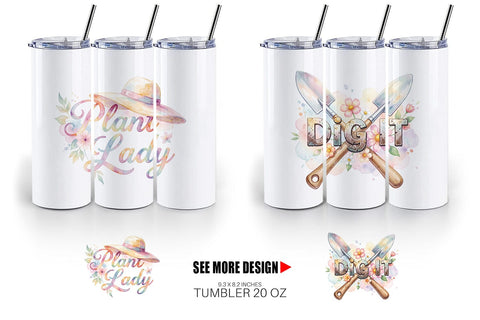 Tumbler Watercolor Funny Punny Garden Quotes Sublimation artnoy 