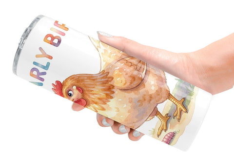 Tumbler Watercolor Funny Quirky Chicken Quotes Sublimation artnoy 