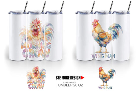 Tumbler Watercolor Funny Quirky Chicken Quotes Sublimation artnoy 