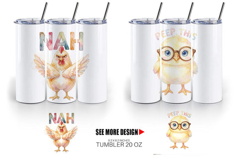 Tumbler Watercolor Funny Quirky Chicken Quotes Sublimation artnoy 