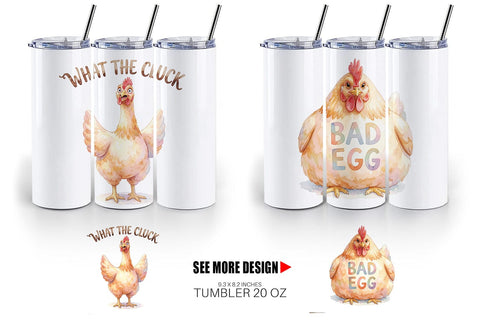 Tumbler Watercolor Funny Quirky Chicken Quotes Sublimation artnoy 