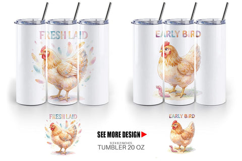 Tumbler Watercolor Funny Quirky Chicken Quotes Sublimation artnoy 