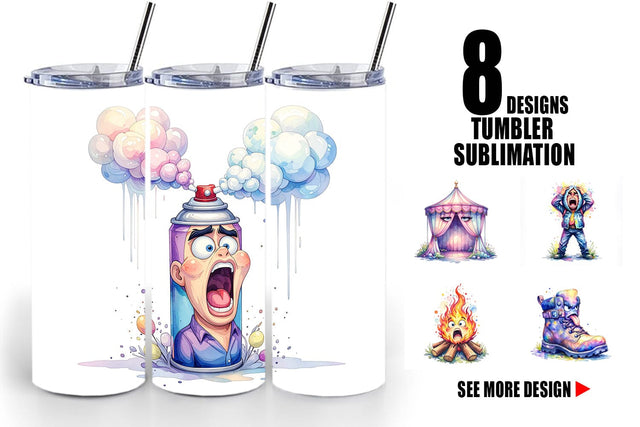 Tumbler Watercolor Funny Sarcastic Camping Gear Sublimation artnoy 