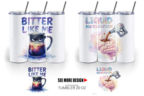 Tumbler Watercolor Funny Sarcastic Coffee Art Sublimation artnoy 