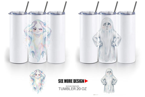 Tumbler Watercolor Funny Sarcastic Mood Ghost Sublimation artnoy 