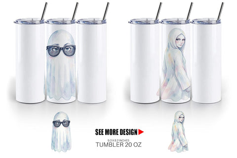 Tumbler Watercolor Funny Sarcastic Mood Ghost Sublimation artnoy 