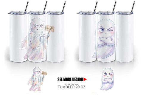 Tumbler Watercolor Funny Sarcastic Mood Ghost Sublimation artnoy 