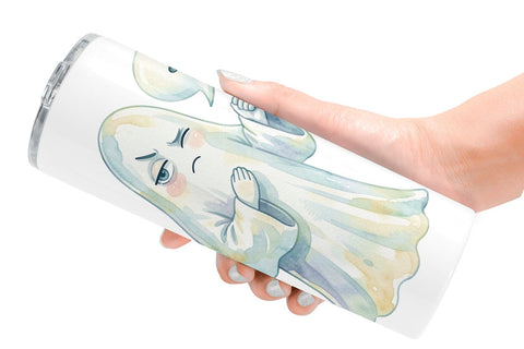 Tumbler Watercolor Funny Sarcastic Mood Ghost Sublimation artnoy 