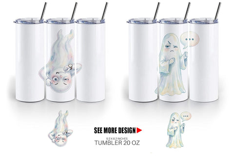 Tumbler Watercolor Funny Sarcastic Mood Ghost Sublimation artnoy 