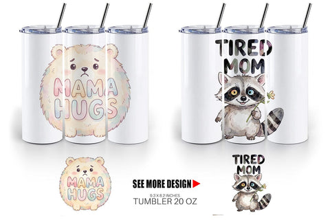 Tumbler Watercolor Funny Ugly Cute Animal Mom Quotes Sublimation artnoy 