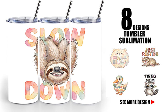 Tumbler Watercolor Funny Ugly Cute Animal Mom Quotes Sublimation artnoy 