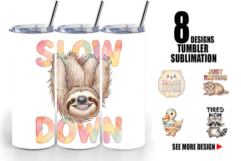 Tumbler Watercolor Funny Ugly Cute Animal Mom Quotes Sublimation artnoy 