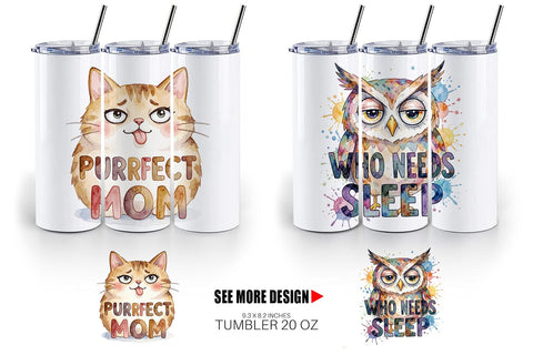 Tumbler Watercolor Funny Ugly Cute Animal Mom Quotes Sublimation artnoy 