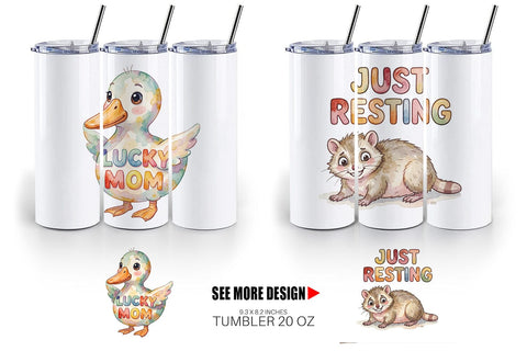 Tumbler Watercolor Funny Ugly Cute Animal Mom Quotes Sublimation artnoy 