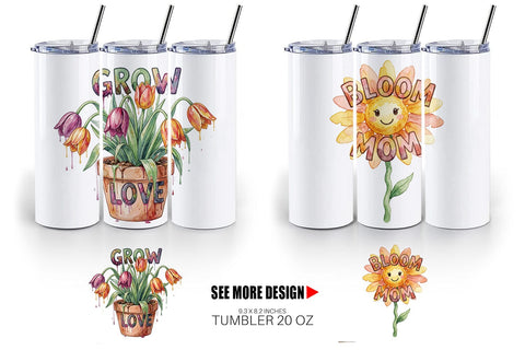 Tumbler Watercolor Funny Wonky Floral Mom Art Quotes Sublimation artnoy 