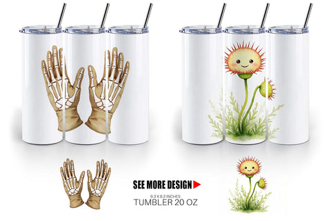 Tumbler Watercolor Garden Ghouls Sublimation artnoy 