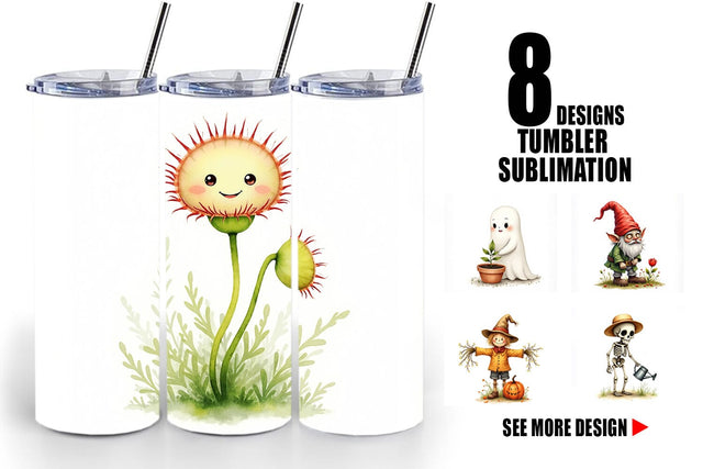 Tumbler Watercolor Garden Ghouls Sublimation artnoy 